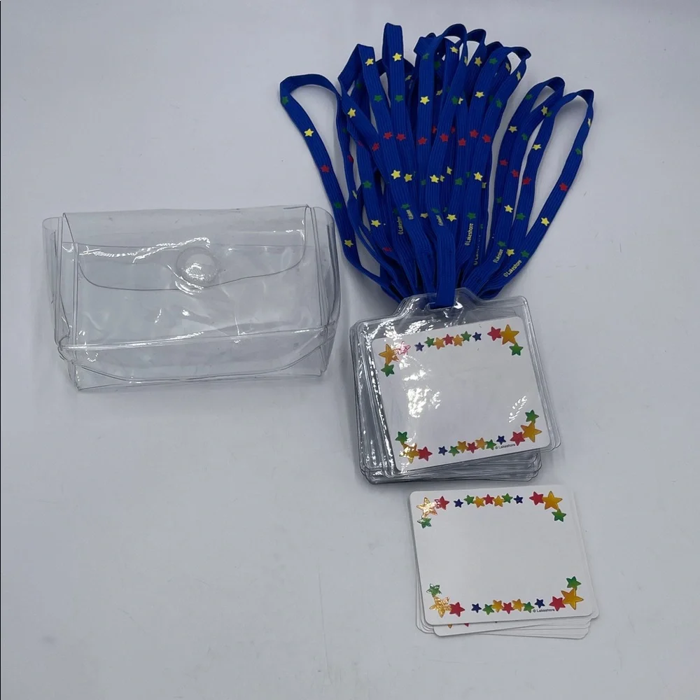 18 Pcs Starry Blue Lanyard Name Tags Set